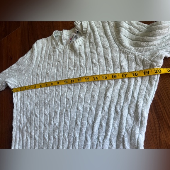 Vineyard Vines Light Mint Green Cable Knit Slub Sweater Size S 100% Cotton - Picture 4 of 7
